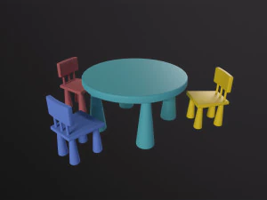 Kids Table and Chairs 3D Model