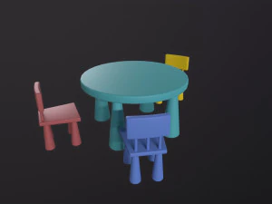 Kids Table and Chairs 3D Model