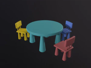 Kids Table and Chairs 3D Model