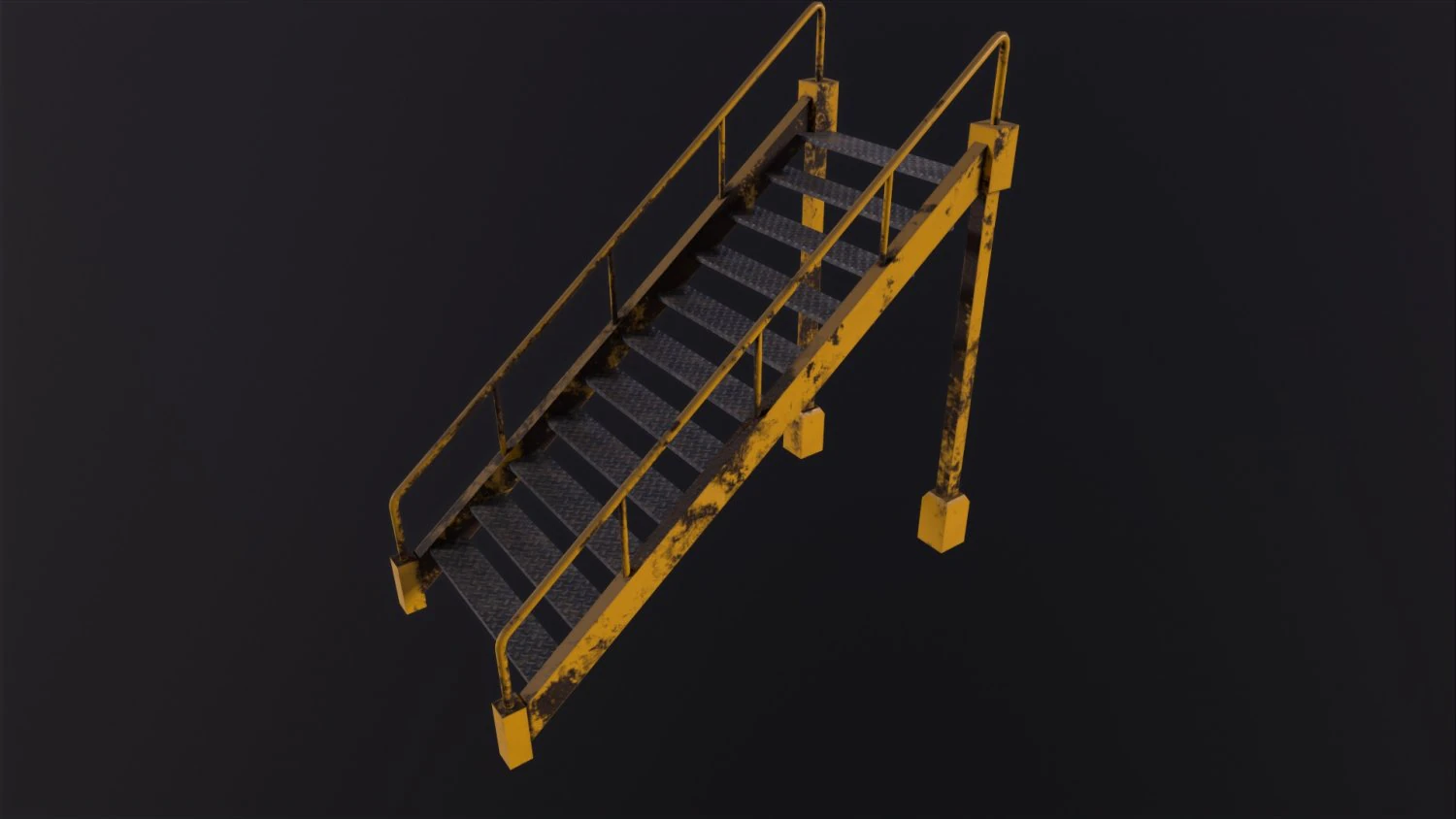 Industrial stairs 3D Model .c4d .max .obj .3ds .fbx .stl .blend 