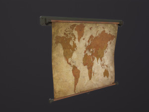 Old World Map 3D Model