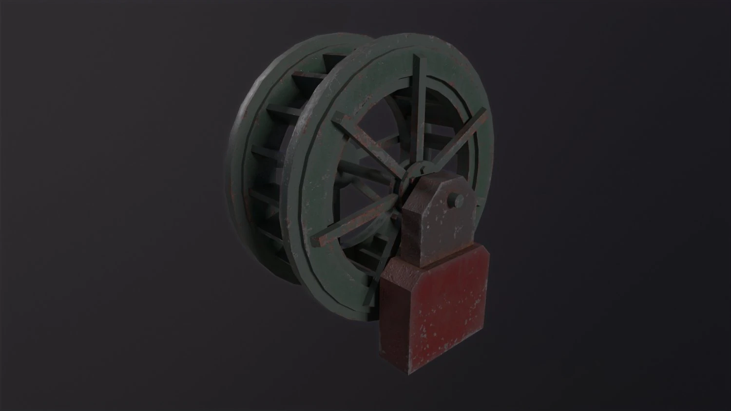 Water wheel 3D Model .c4d .max .obj .3ds .fbx .stl .blend 