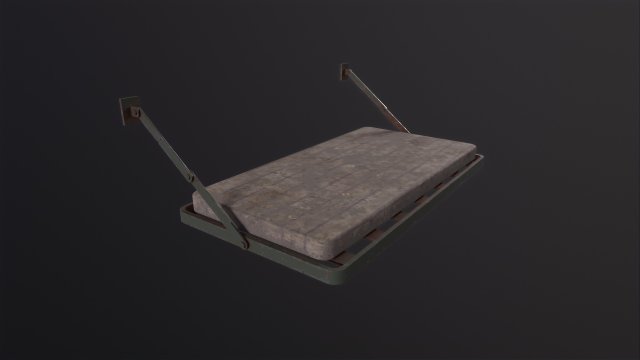 Old prison bed 3D Model .c4d .max .obj .3ds .fbx .stl .blend 