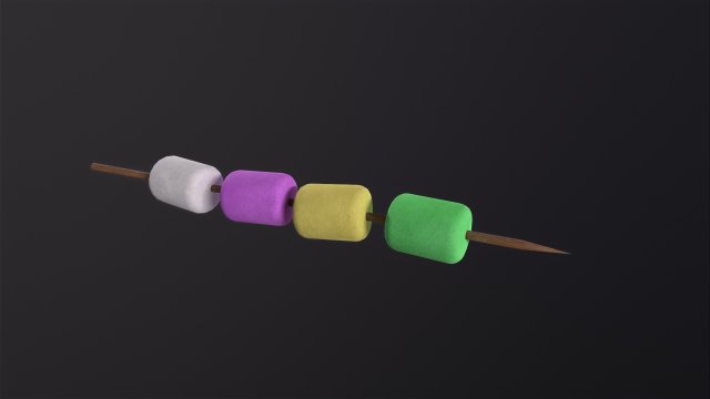 Marshmallows with Stick Modelo 3D .c4d .max .obj .3ds .fbx .stl .blend 