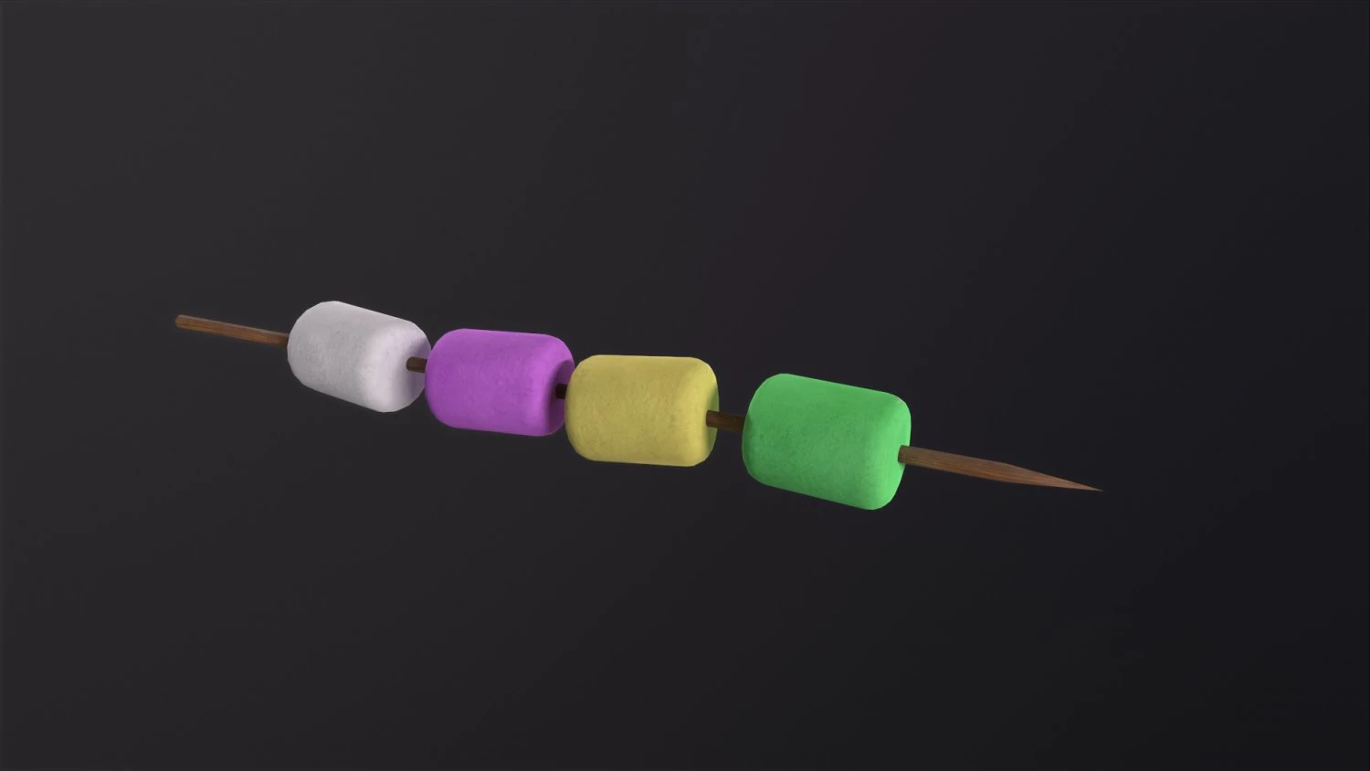 Marshmallows with Stick 3D Model .c4d .max .obj .3ds .fbx .stl .blend 