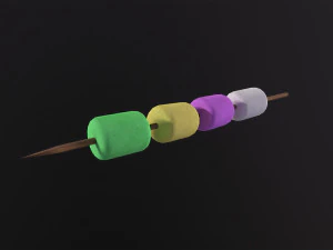 Marshmallows with Stick 3D Model
