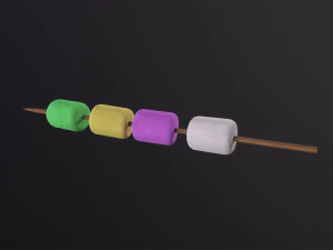 Marshmallows with Stick 3D Model