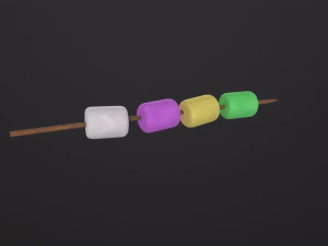 Marshmallows with Stick 3D Model