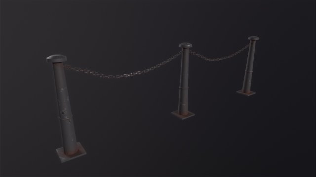 Iron Chain Barrier 3D 모델 .c4d .max .obj .3ds .fbx .stl .blend 