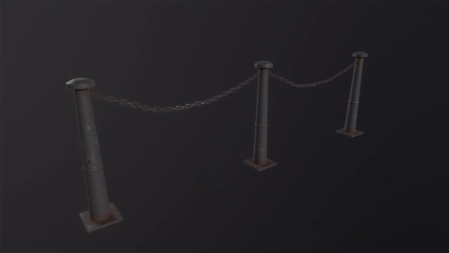 Iron Chain Barrier 3D Model .c4d .max .obj .3ds .fbx .stl .blend 