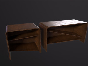 Old Wooden Bookcase 3D Model