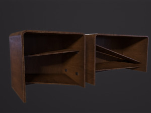 Old Wooden Bookcase Modèle 3D