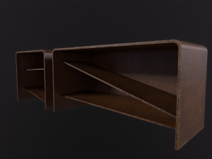 Old Wooden Bookcase Modèle 3D