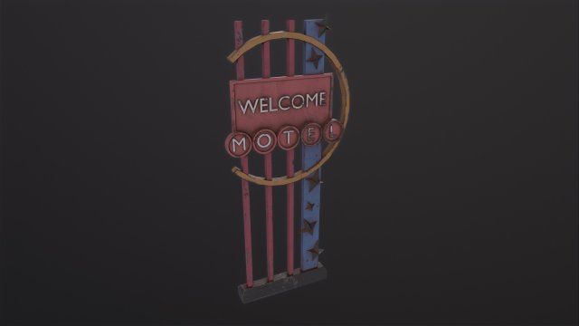 Rust Classic American Motel signboard Modelo 3D .c4d .max .obj .3ds .fbx .stl .blend 