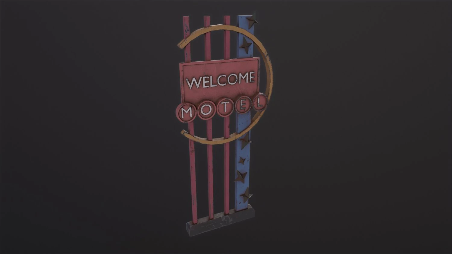 Rust Classic American Motel signboard 3D Model .c4d .max .obj .3ds .fbx .stl .blend 