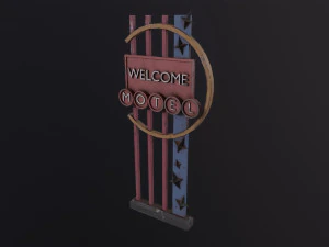 Rust Classic American Motel signboard 3D Model