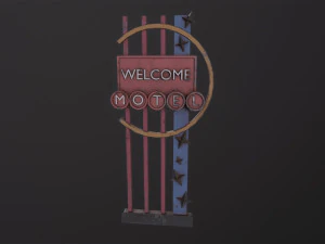 Rust Classic American Motel signboard 3D Model