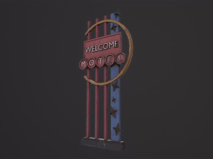 Rust Classic American Motel signboard Modelo 3D