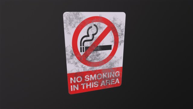 Plastic No Smoking Sign Model 3D .c4d .max .obj .3ds .fbx .stl .blend 