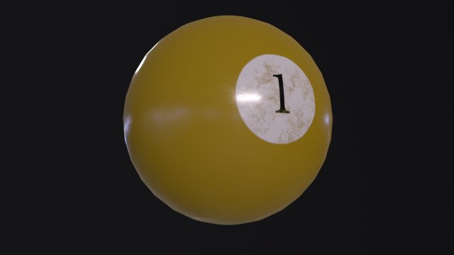 Pool Ball 1 3D Model .c4d .max .obj .3ds .fbx .stl .blend 