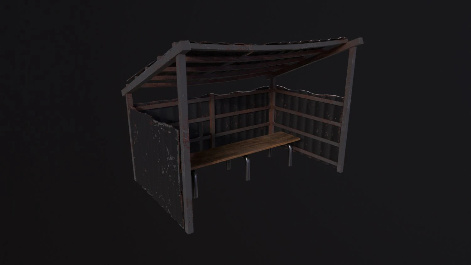 Bus stop 3D Model .c4d .max .obj .3ds .fbx .stl .blend 