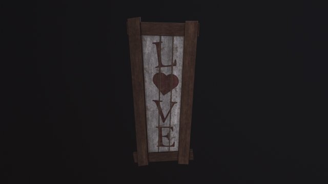 Wooden Love Sign 3D Model .c4d .max .obj .3ds .fbx .stl .blend 
