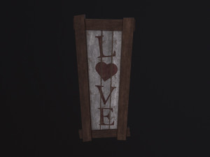 Wooden Love Sign 3D Model