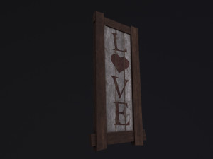 Wooden Love Sign 3D Model