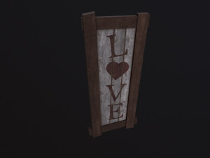 Wooden Love Sign 3D Model