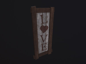 Wooden Love Sign 3D Model
