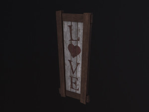 Wooden Love Sign 3D Model