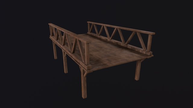 Medieval Wooden Bridge Model 3D .c4d .max .obj .3ds .fbx .stl .blend 