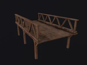 Jembatan Kayu Abad Pertengahan Model 3D