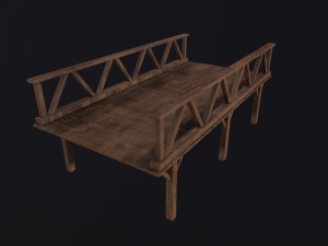 Medieval Wooden Bridge Model 3D