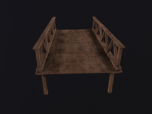 Medieval Wooden Bridge Model 3D