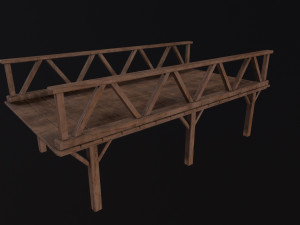 Medieval Wooden Bridge Model 3D
