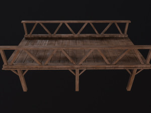 Medieval Wooden Bridge Model 3D