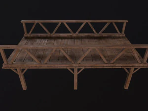 Medieval Wooden Bridge 3D Model