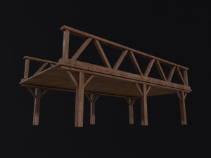 Medieval Wooden Bridge Model 3D