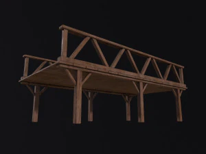 Medieval Wooden Bridge 3D Model