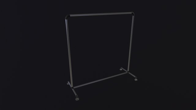 Single bar clothing rack 3D 모델 .c4d .max .obj .3ds .fbx .stl .blend 