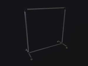 Kledingrek met enkele stang 3D Model
