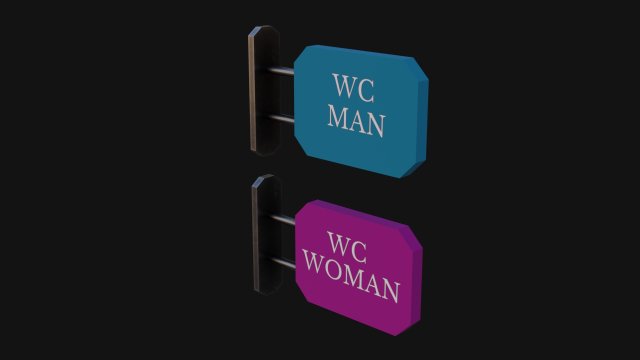 WC Toilet Signs 3D Model .c4d .max .obj .3ds .fbx .stl .blend 