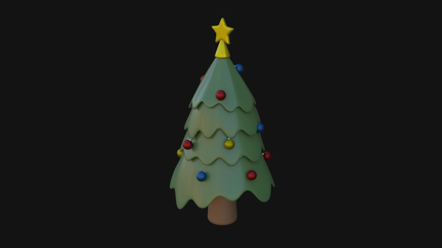Cartoon Christmas Tree 3D Model .c4d .max .obj .3ds .fbx .stl .blend 