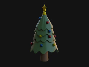 Cartoon Christmas Tree 3D Model