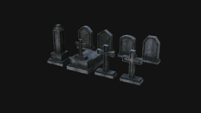 Tombstone set 3D Модель .c4d .max .obj .3ds .fbx .stl .blend 