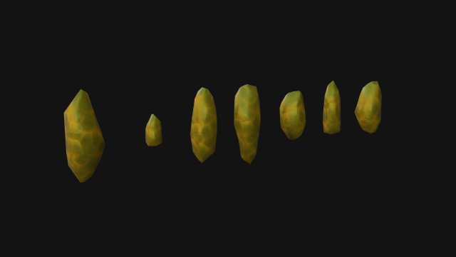 Yellow crystals 3D-Modell .c4d .max .obj .3ds .fbx .stl .blend 