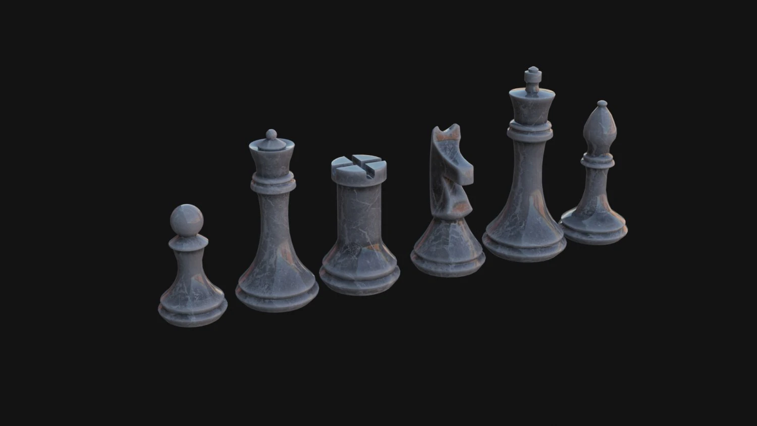 Chess Pieces 3D Model .c4d .max .obj .3ds .fbx .stl .blend 