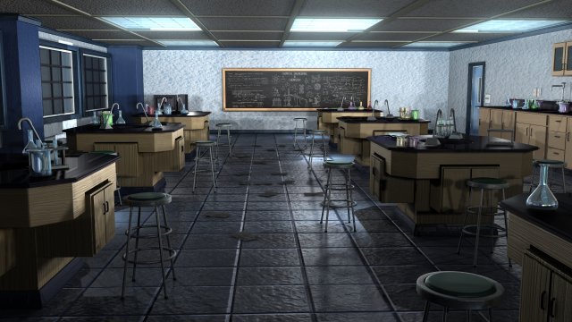 Classroom - Chemistry Science Lab 3D Model .c4d .max .obj .3ds .fbx .stl .blend 