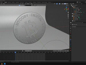 Little Bitcoin Emblem 3D Model